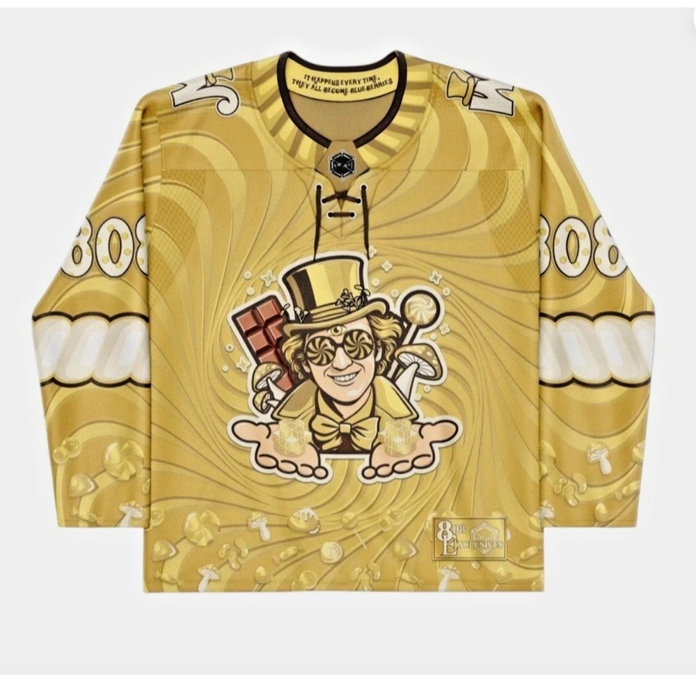 Elev808 OOAK RARE Trippy Wonka V2 Golden 2% Butterscotch Hockey‎ Jersey Lace Up